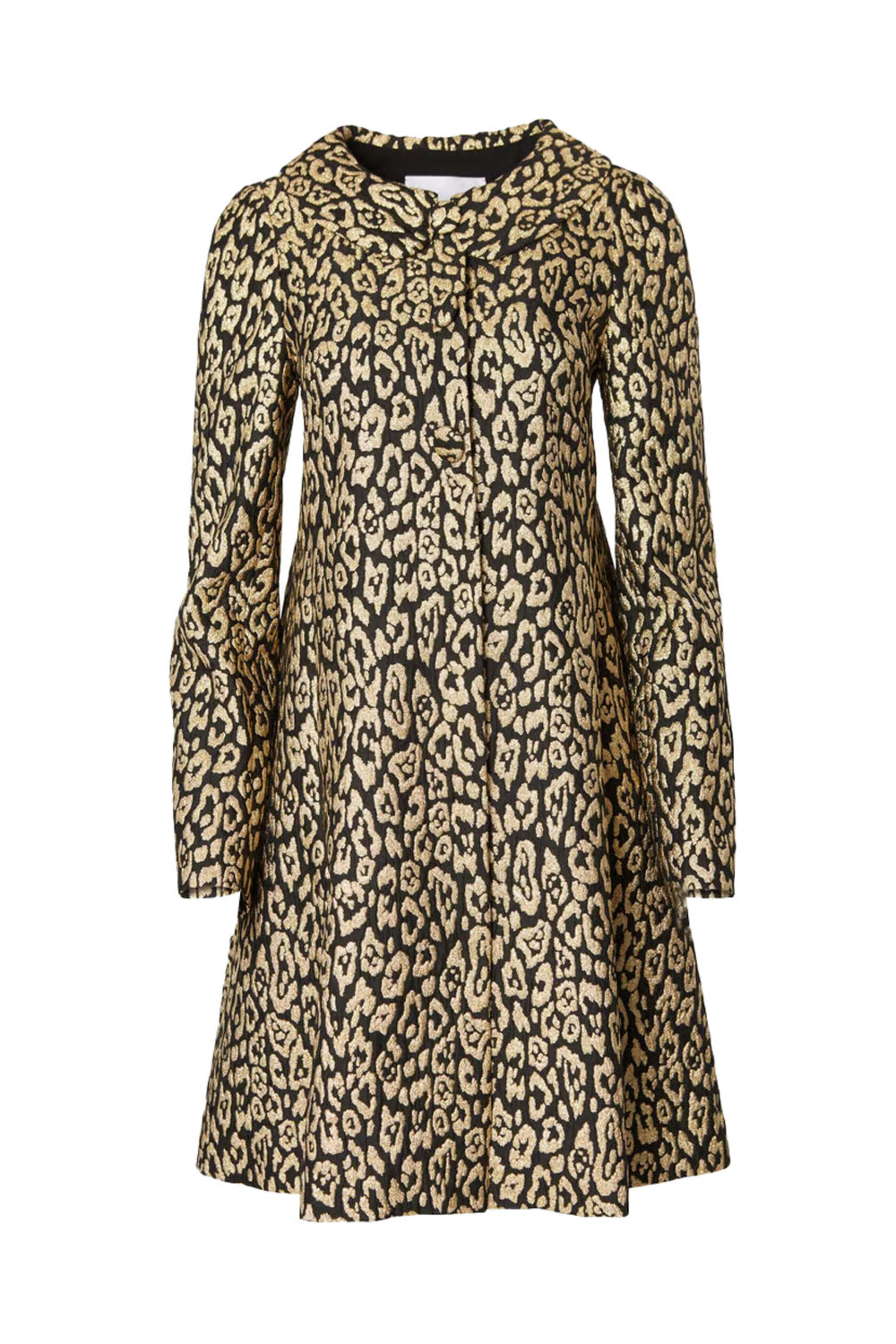 Carolina Herrera - Black and Gold Leopard Trapeze Coat
