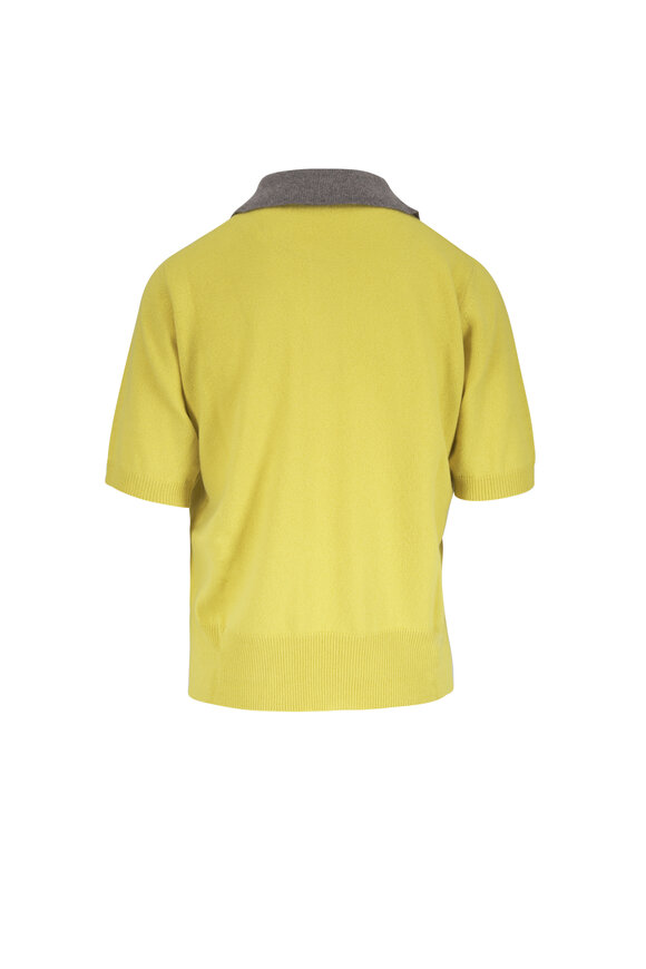 Marni Citron Cashmere Short Sleeve Polo Sweater - view 3