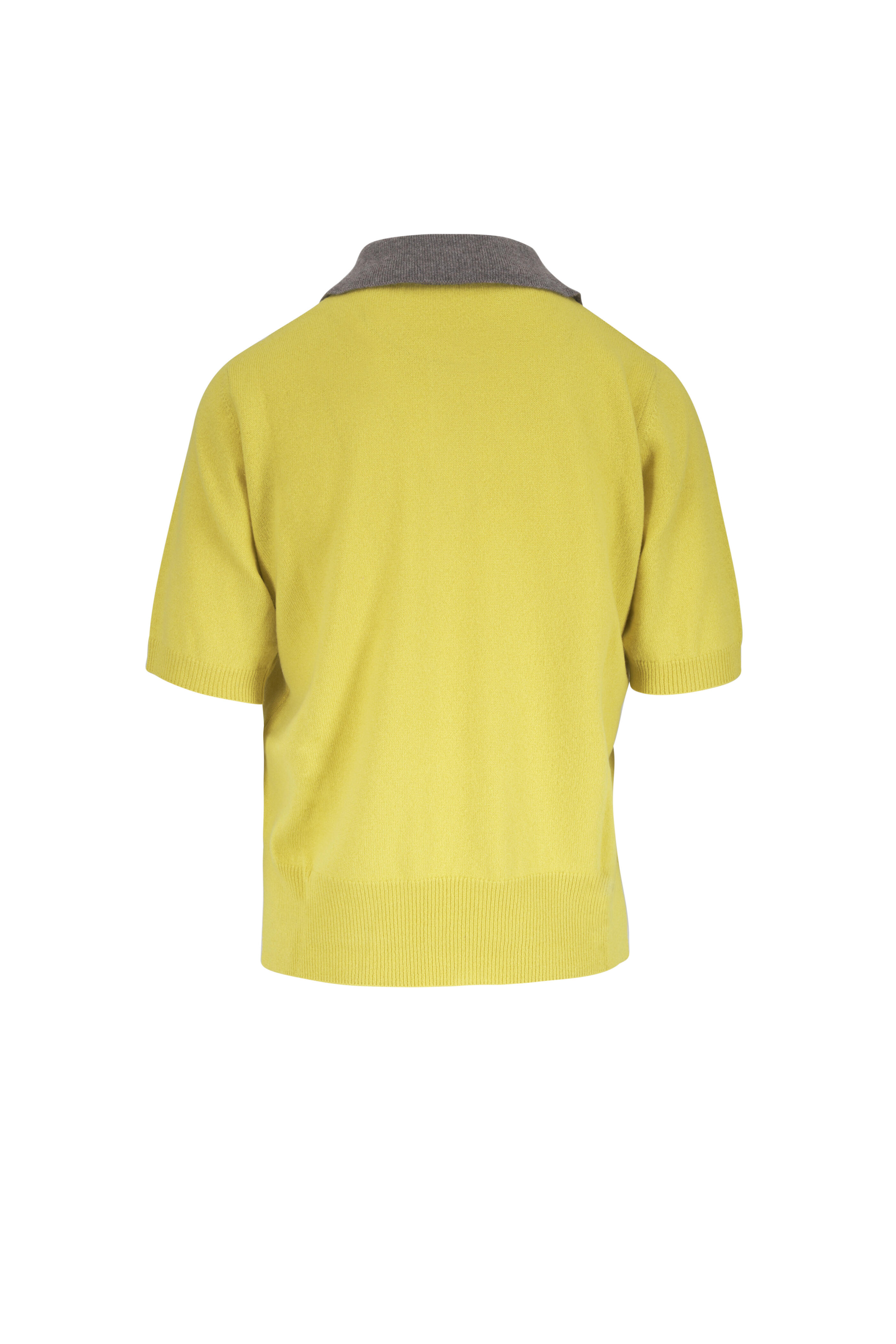 Marni - Citron Cashmere Short Sleeve Polo Sweater - view 4