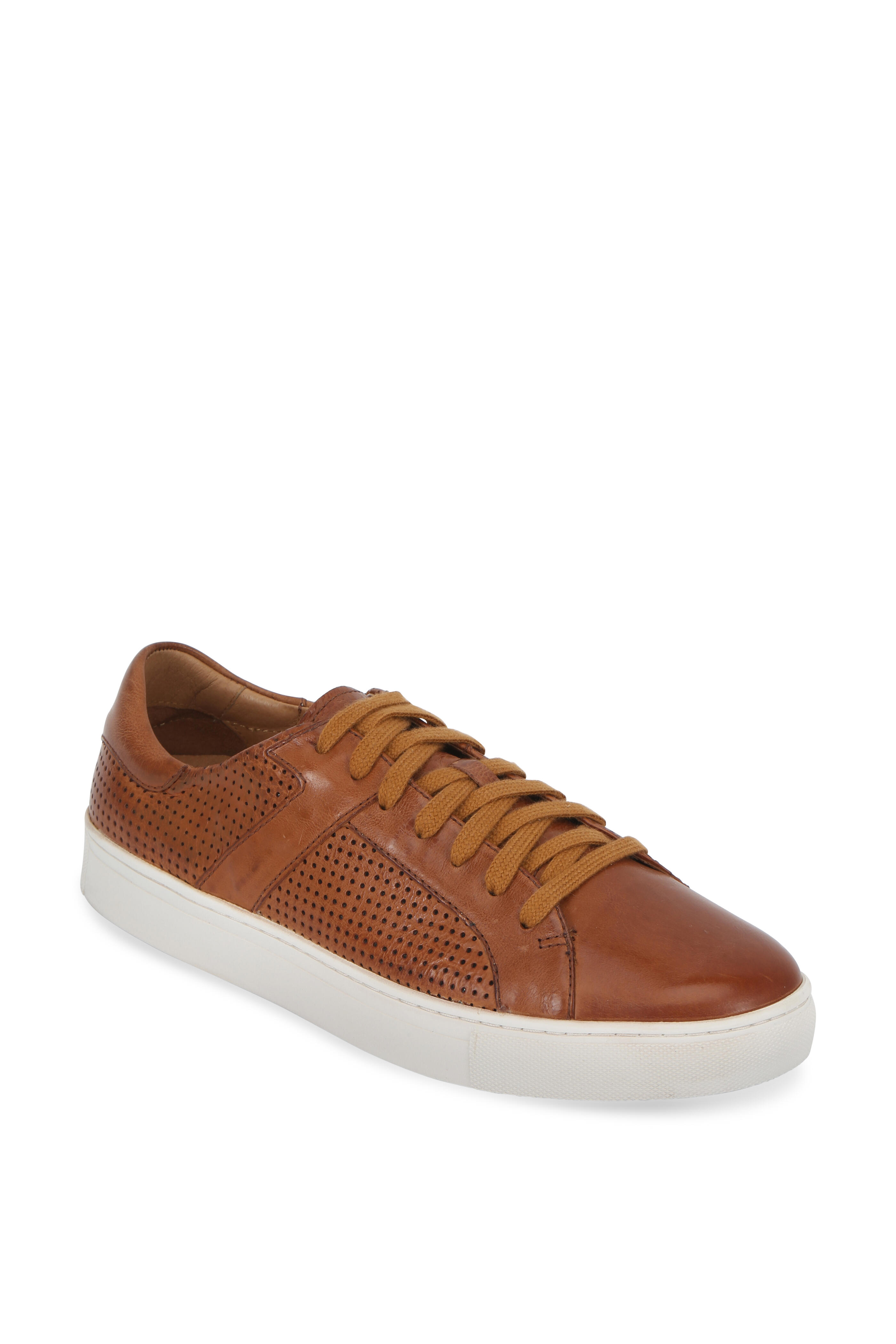 Trask Aaron Tan Perforated Leather Sneaker Mitchell Stores