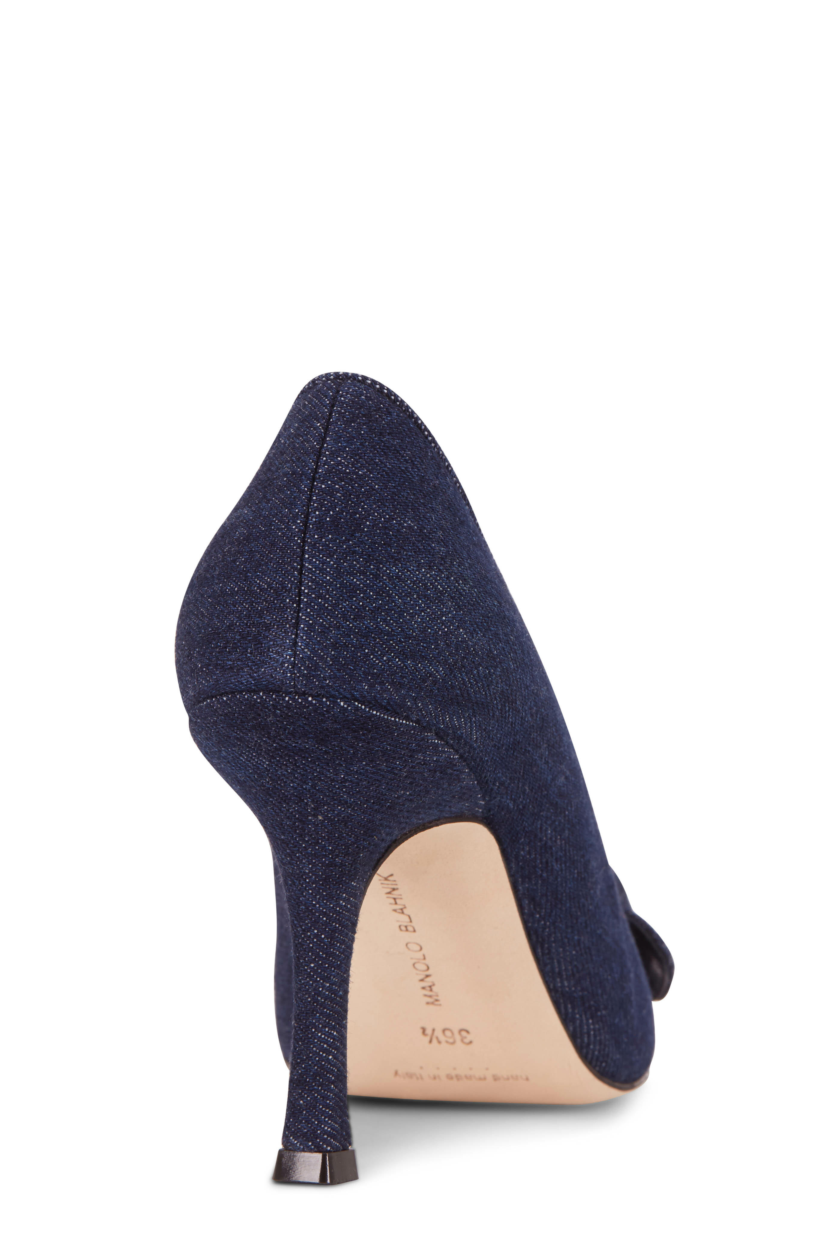 Manolo Blahnik - Maysalepump Blue Denim Buckle Pump, 90mm
