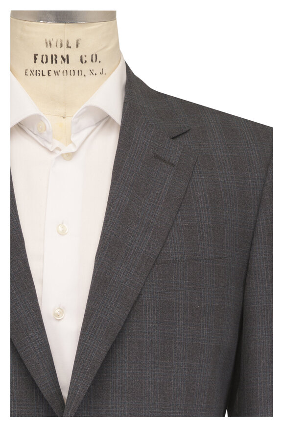 Canali Gray Subtle Plaid Wool Suit - view 1