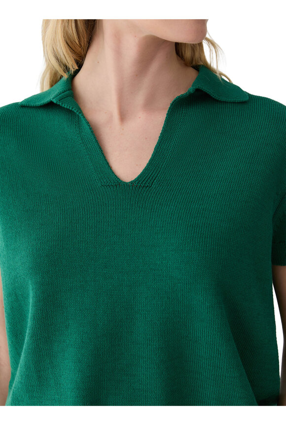 Lafayette 148 New York Grass Cotton Short Sleeve Polo Sweater - view 5