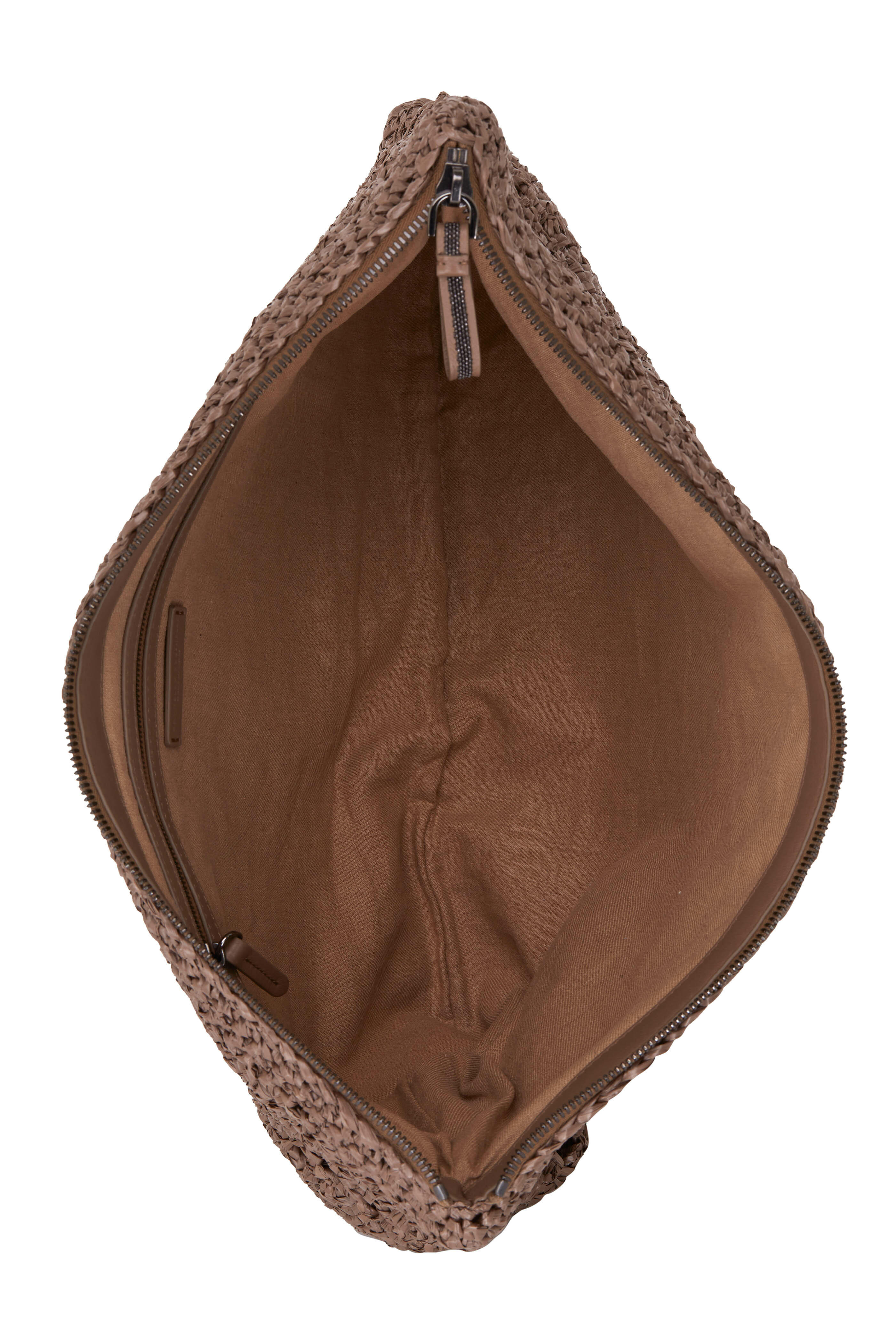 【関税&送料込み】Brunello Cucinelli Woven Clutch Bag Brunello Cucinelli - Fango Raffia Clutch | Mitchell Stores