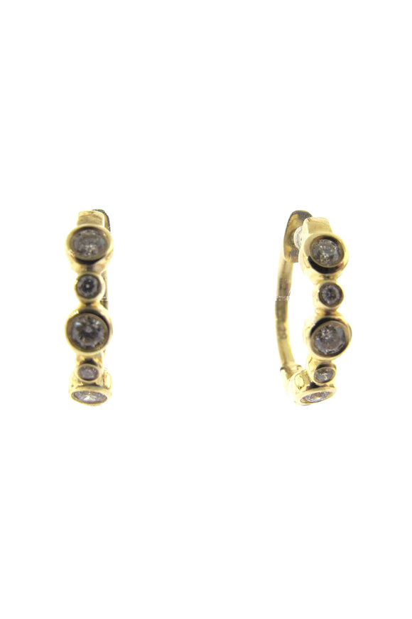 Loree Rodkin Tiny Alternating Bezel Hoops - view 1