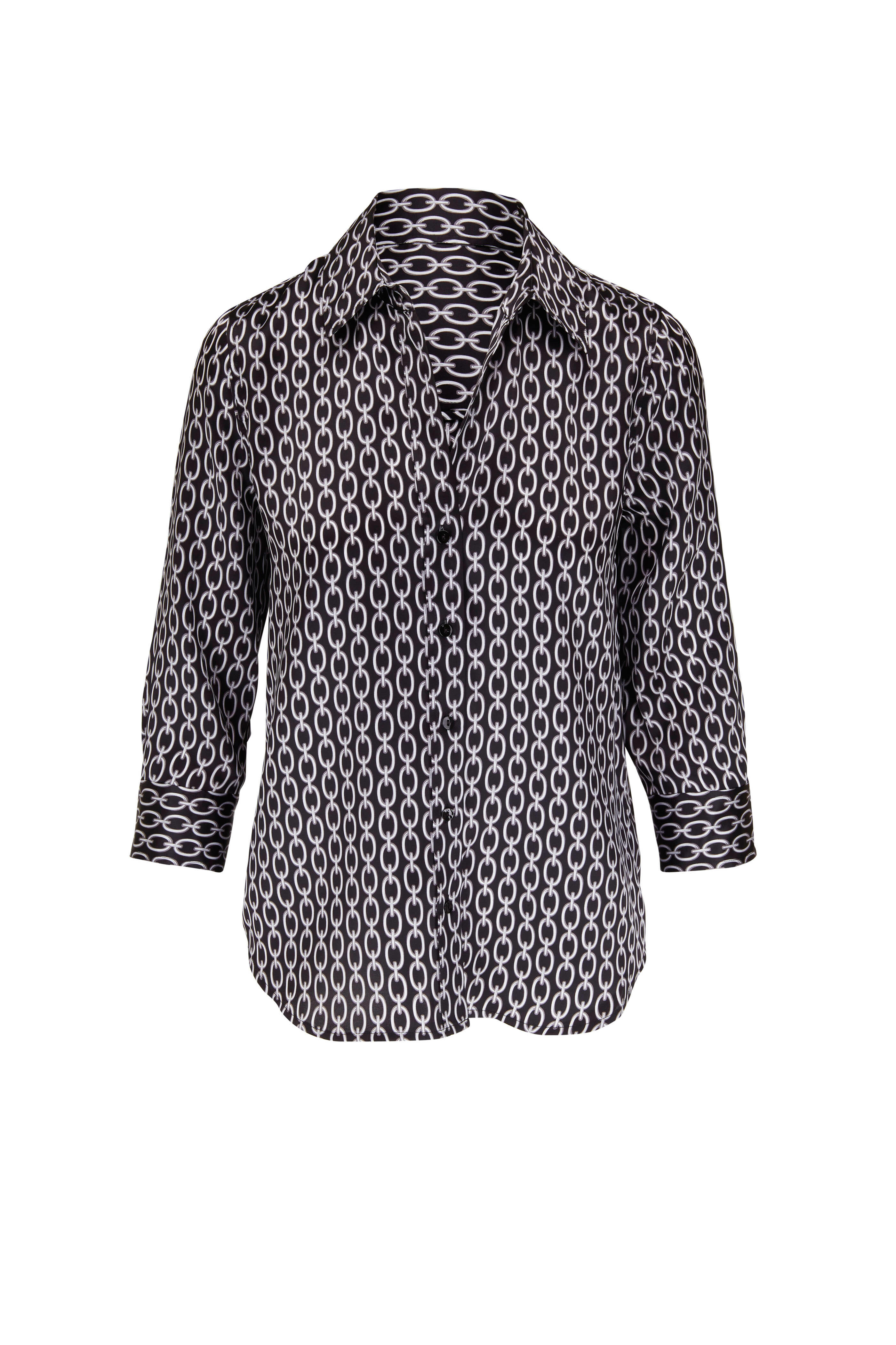 L'Agence - Dani Black & White Chain Print Blouse