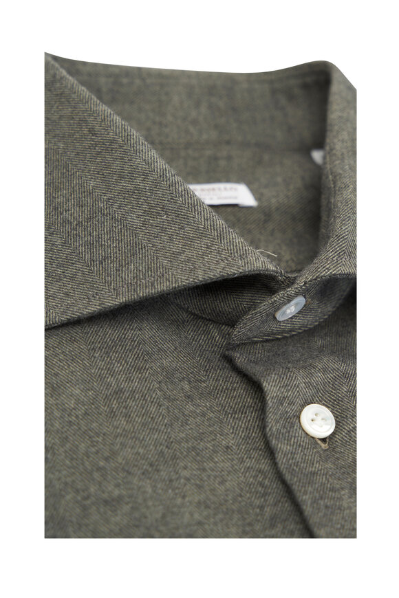 Borriello - Olive Cotton & Cashmere Dress Shirt