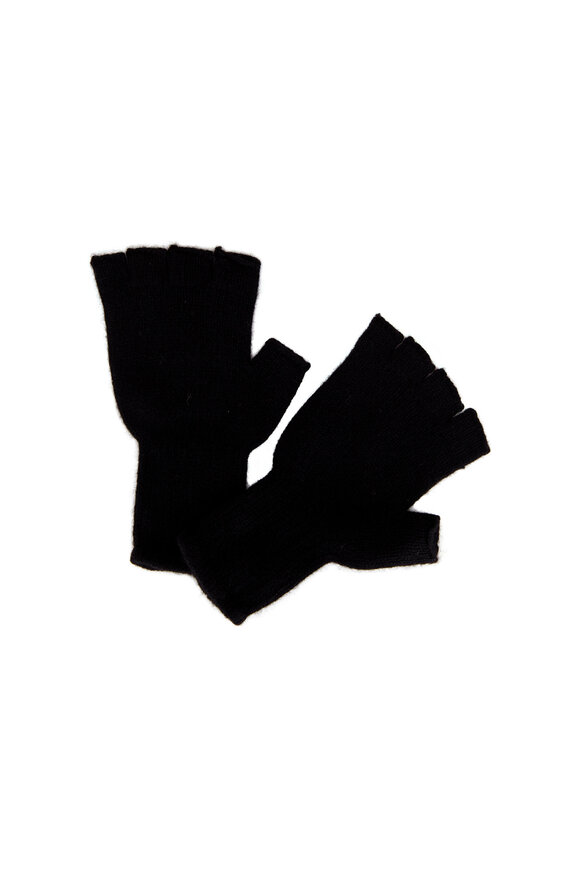 The Elder Statesman Black Heavy Cashmere Fingerless Gloves