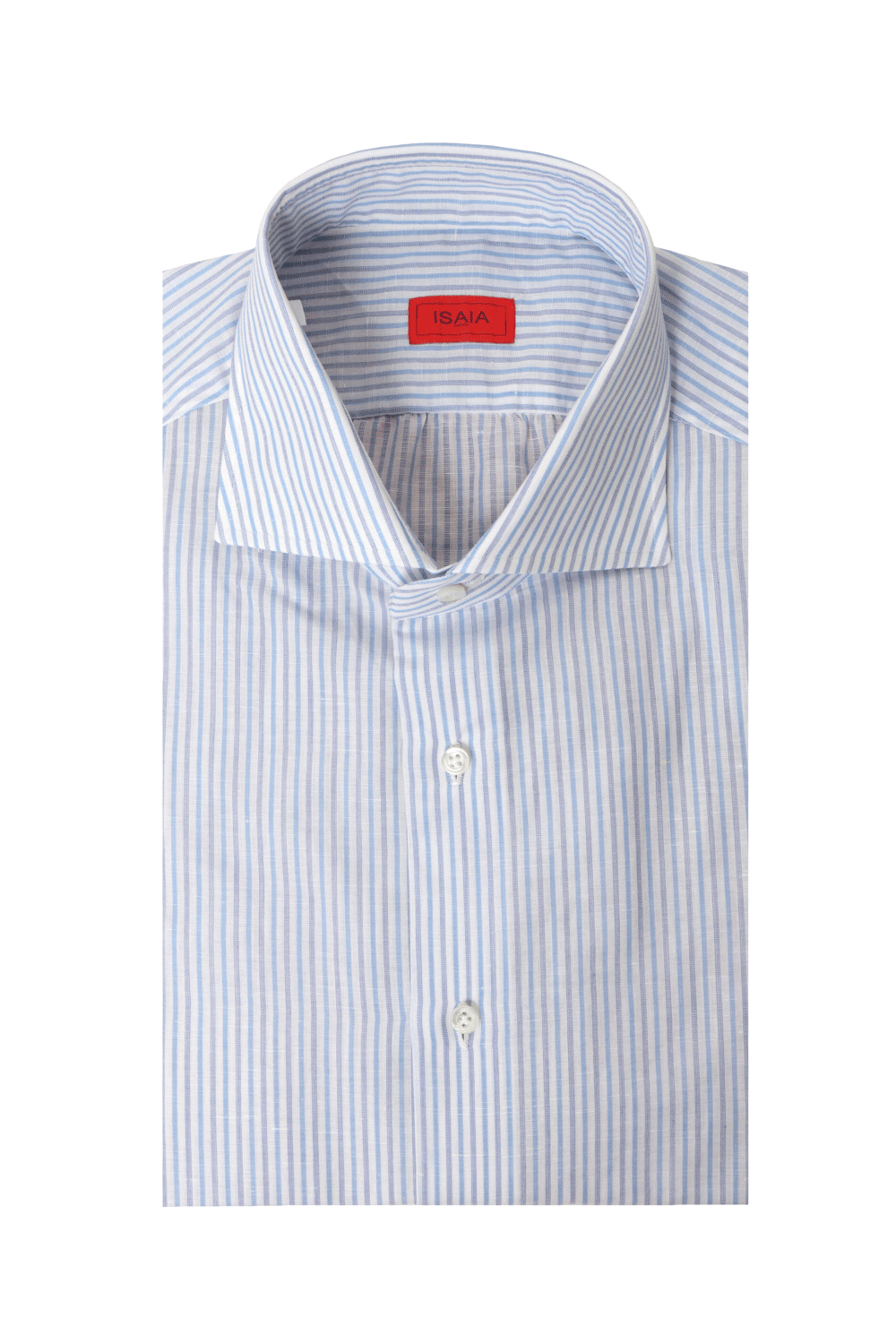 Isaia - White and Blue Small Stripe Sportshirt