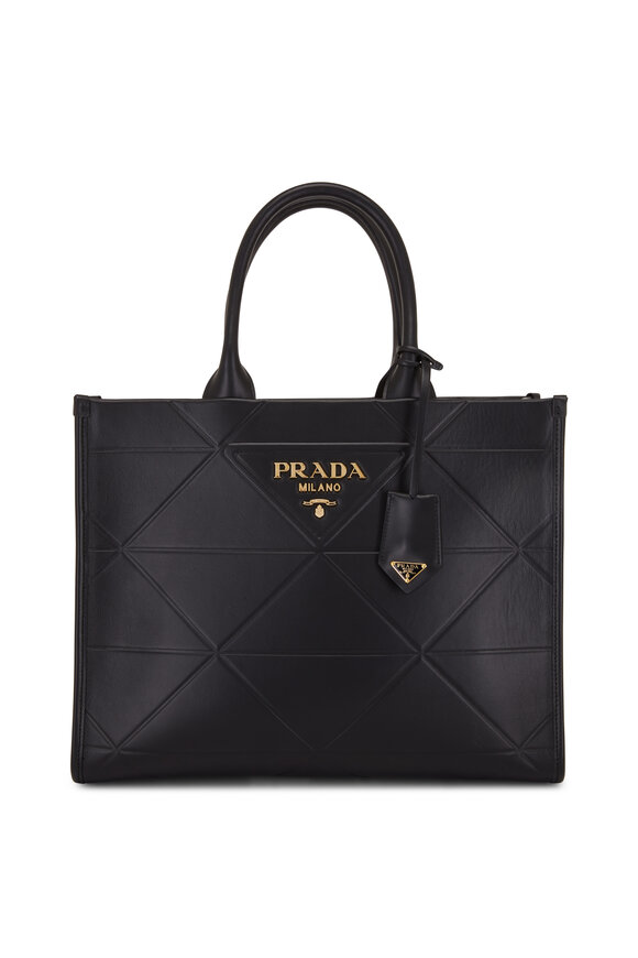 Prada - Black Triangle Quilted Soft Leather Medium Tote