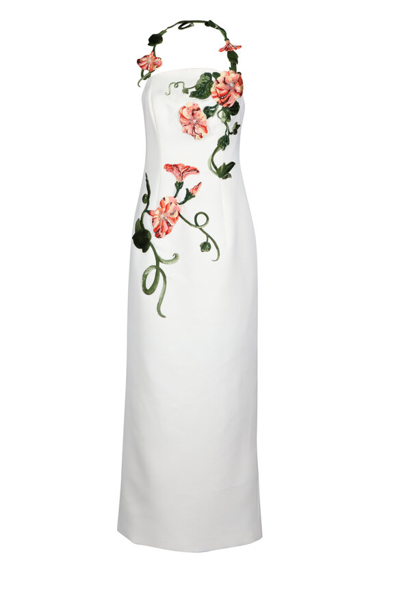 Leo Lin Ava Halterneck Applique Floral Bustier Dress