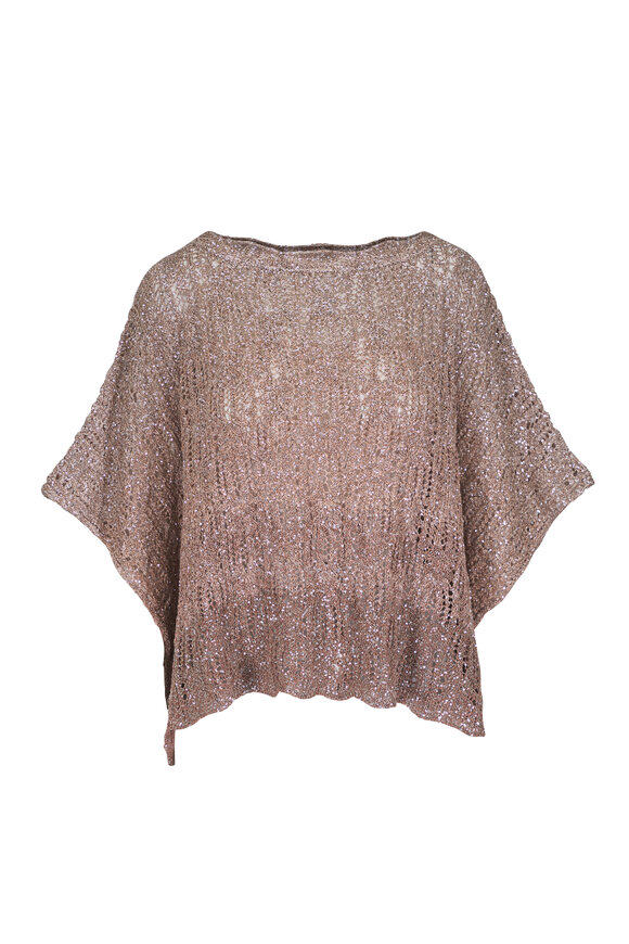 D.Exterior Mocha Paillette Knit Shawl