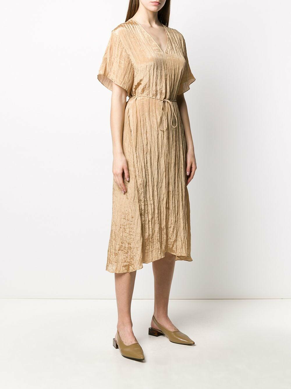 khaki short sleeve dress Akris Silk Short Sleeve Button Back Dress in Khaki