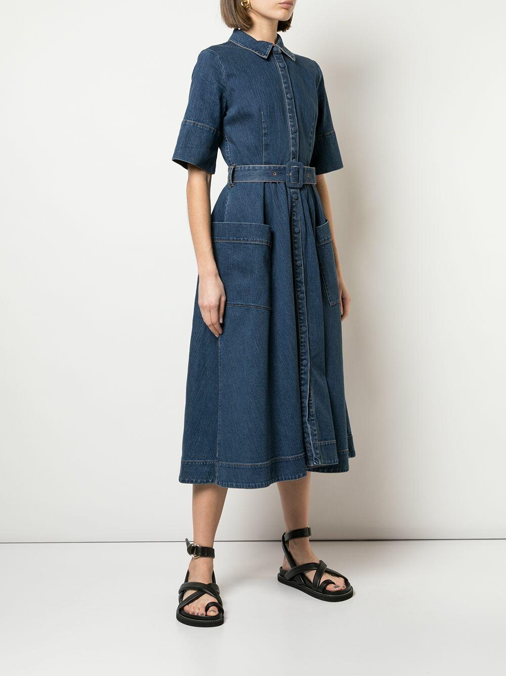 CO Collection - Denim Short Sleeve Patch Pocket Shirtdress