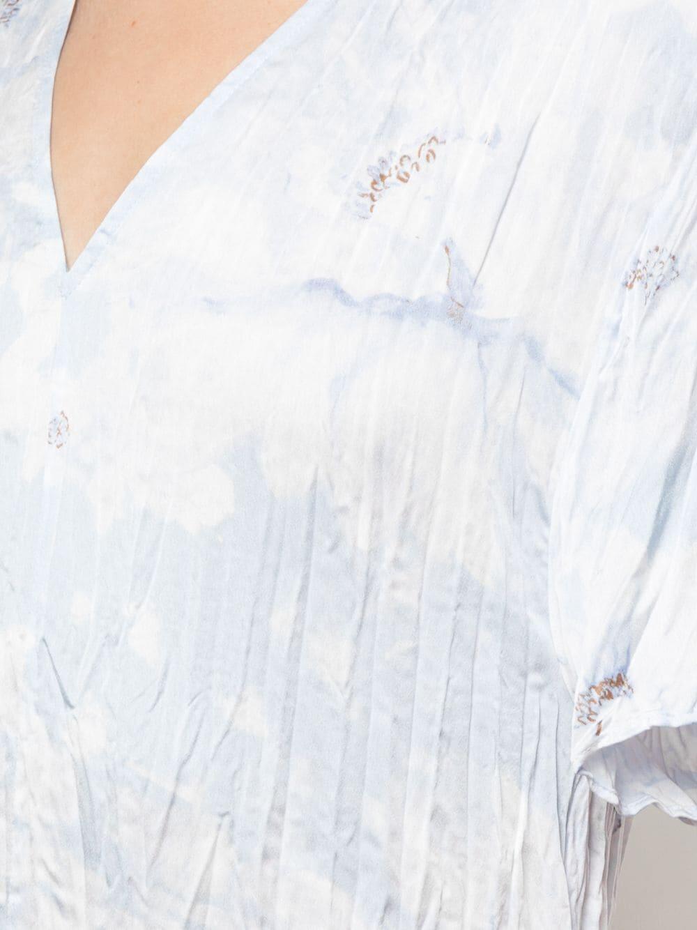 Vince - Powder Blue Painted Magnolia Short Sleeve Dress