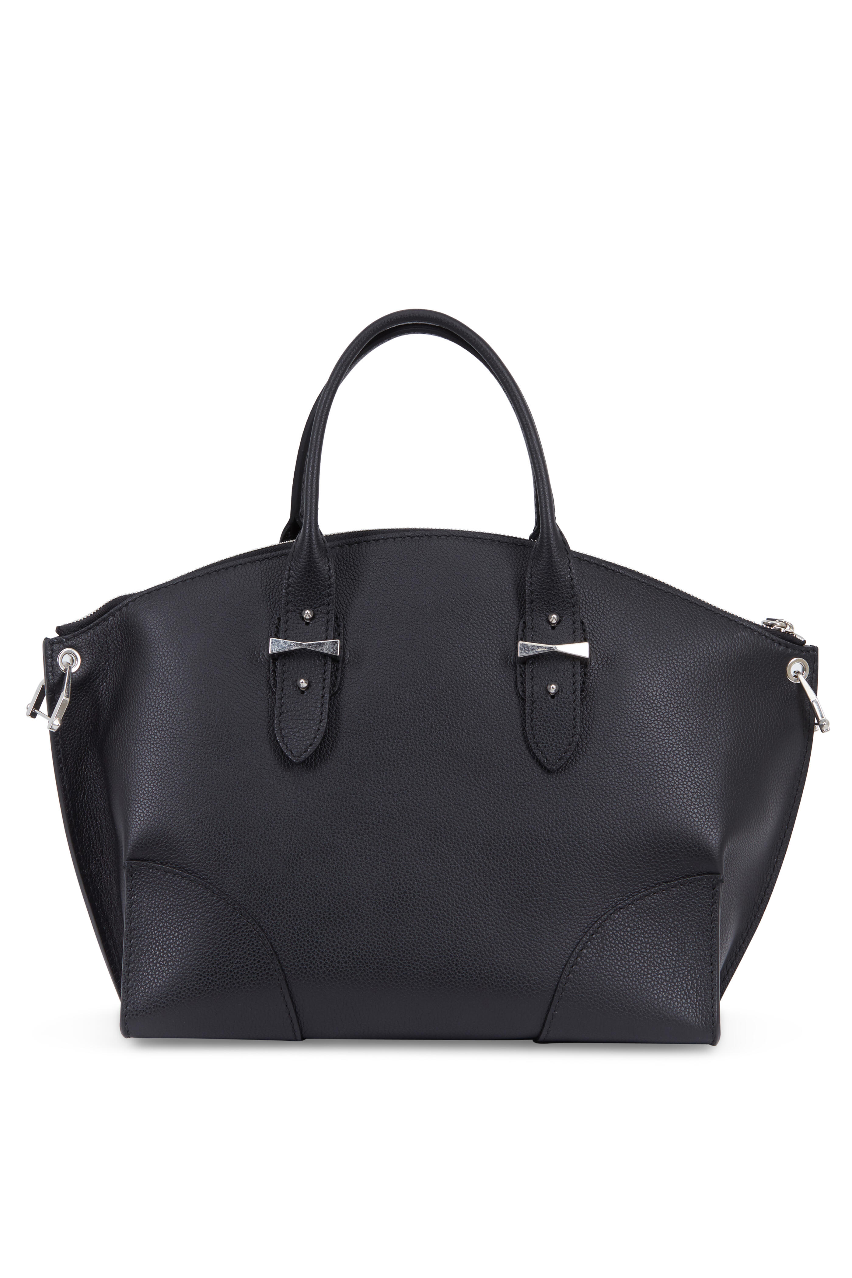 McQueen - Legend Black Leather Large Dome Satchel Bag