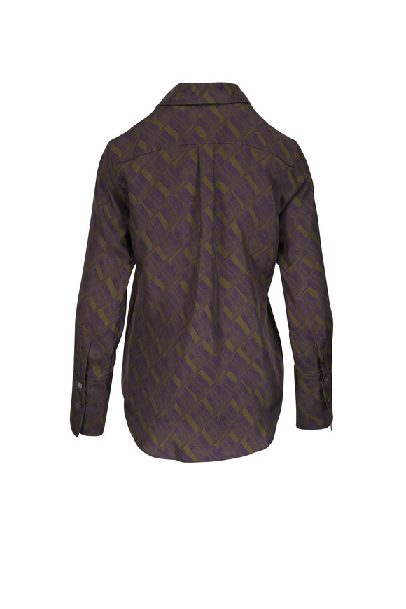 Odeeh - Brush Waves Moss Green Silk Shirt