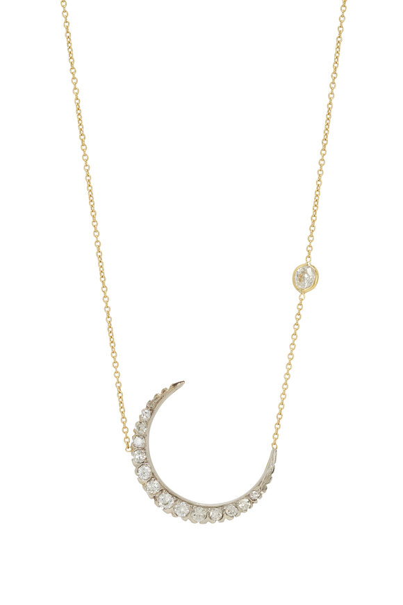 Renee Lewis Diamond Crescent Moon Necklace