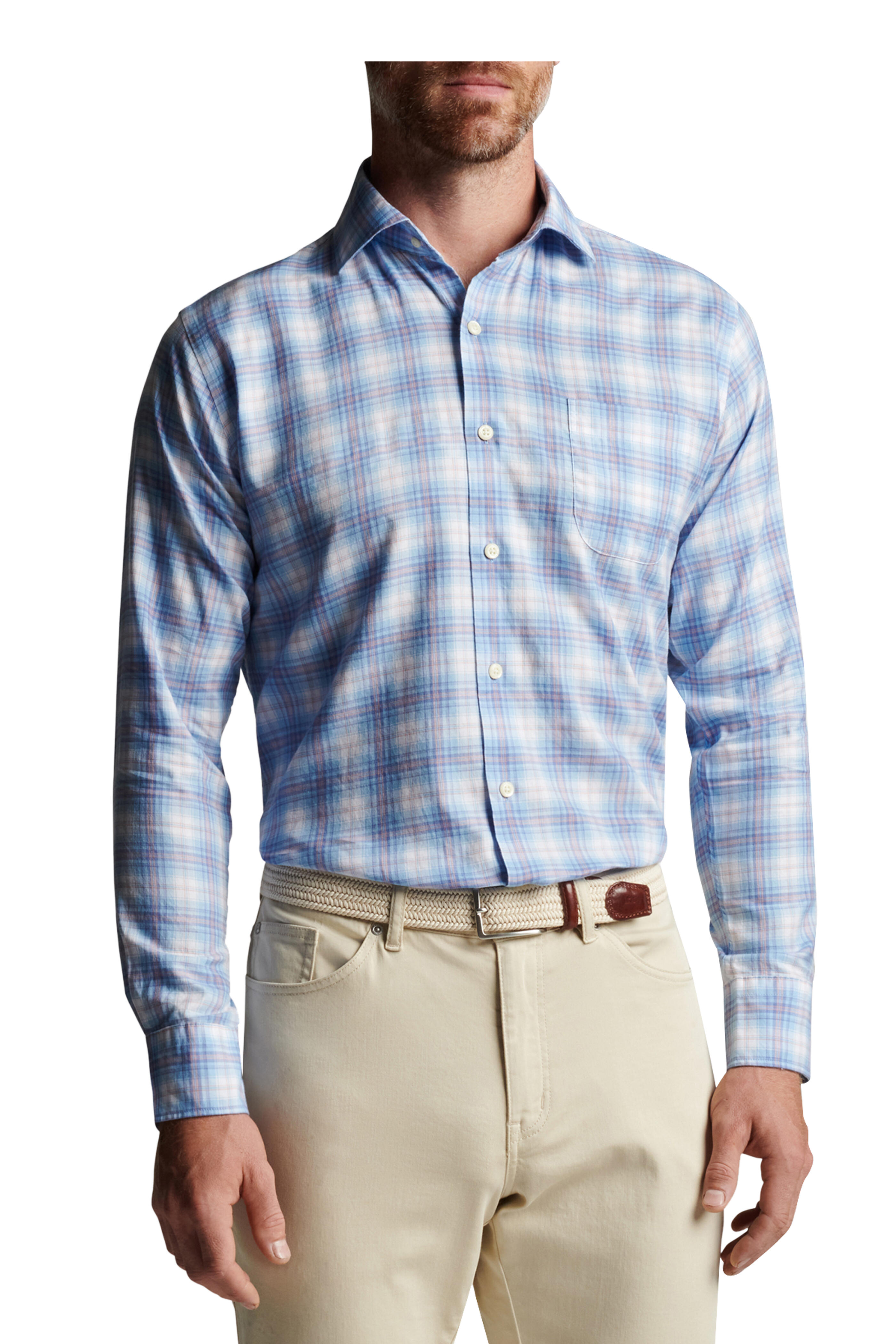Peter Millar - Wester Summer Cottage Blue Cotton Sport Shirt