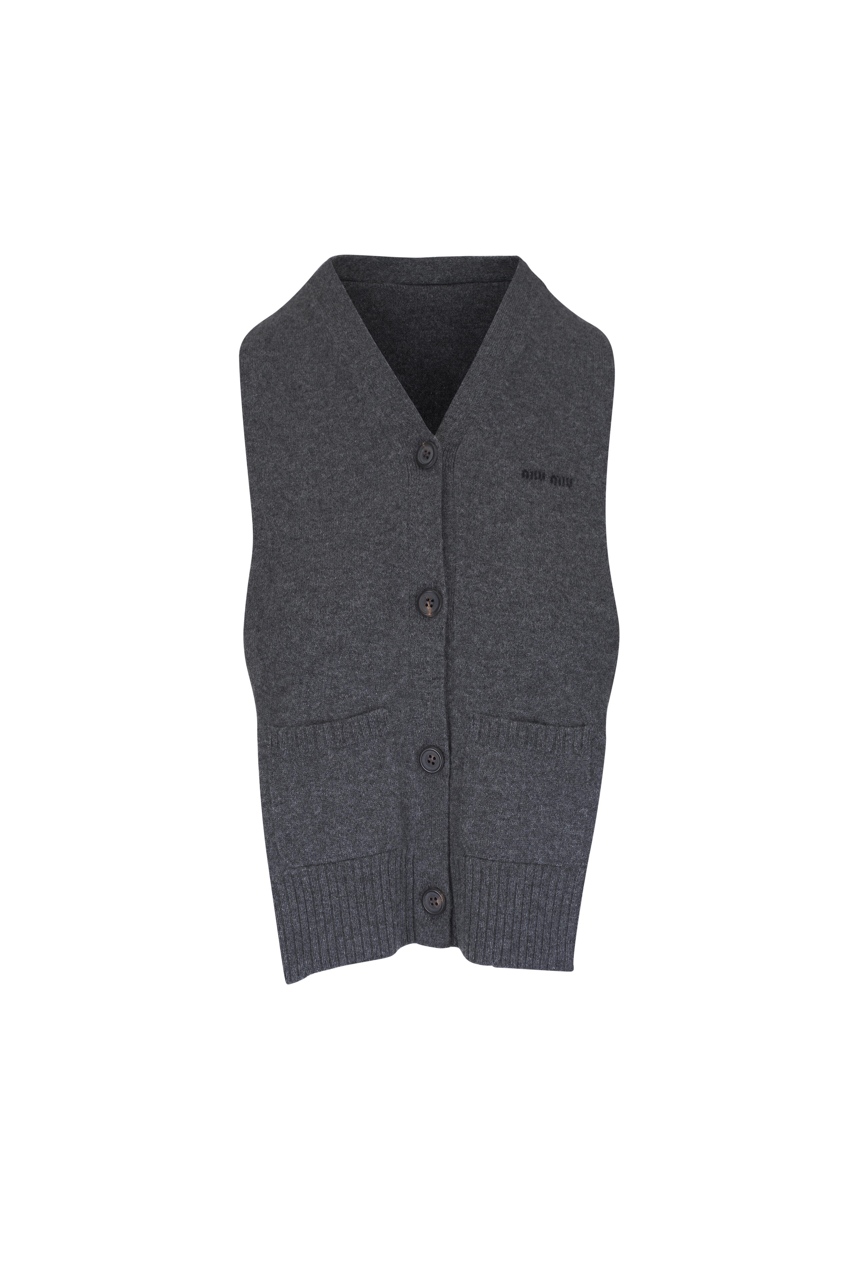 Miu Miu - Slate Gray Cashmere Cardigan Vest