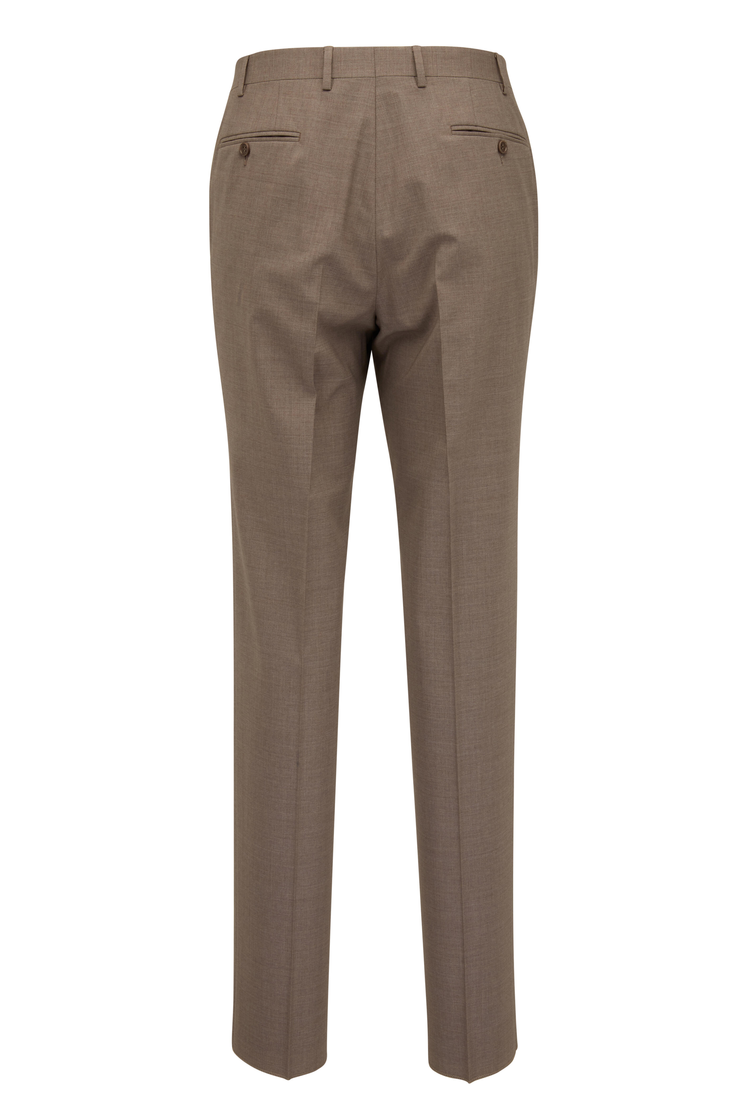 Canali - Light Brown Natural Stretch Wool Pant | Mitchell Stores
