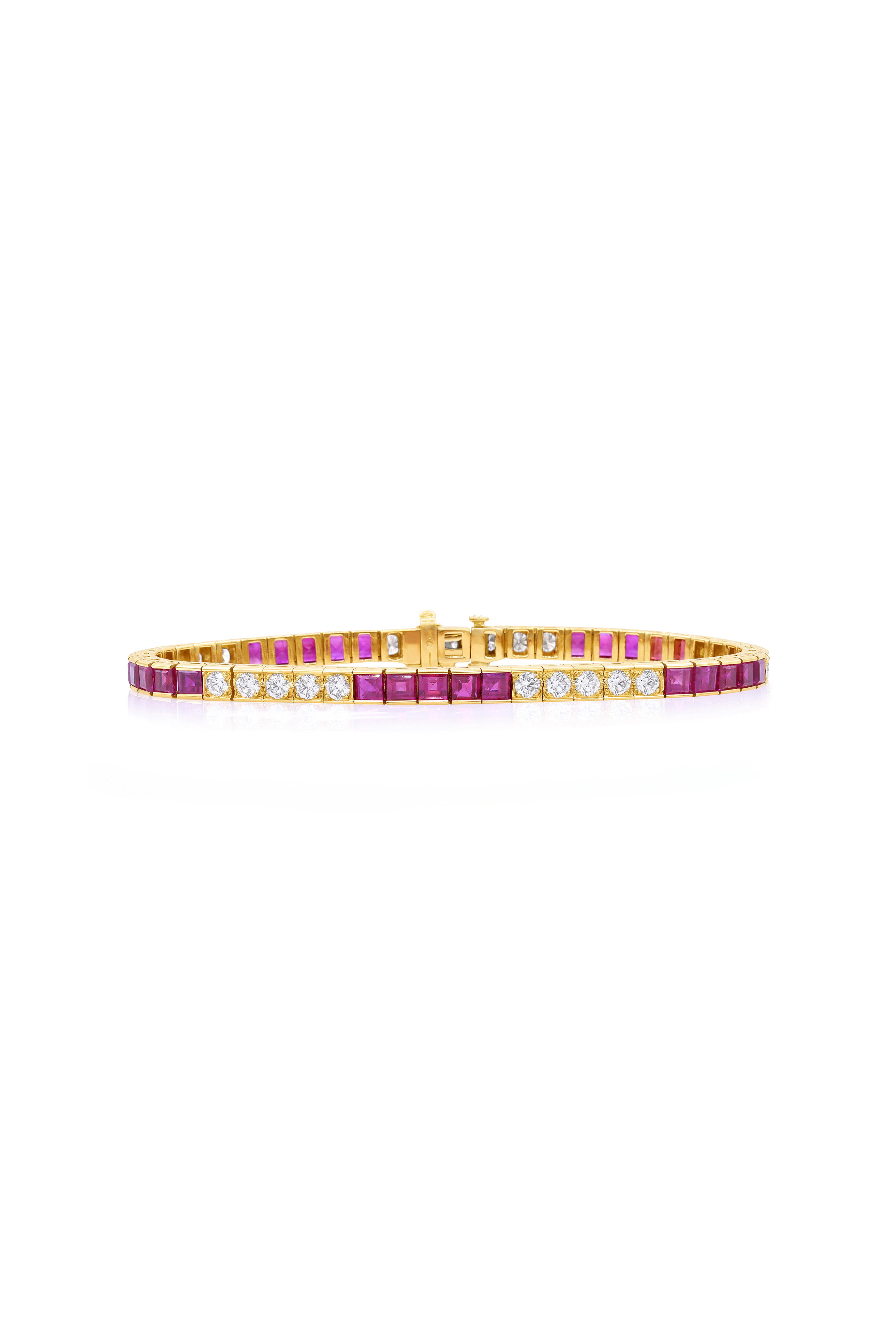 Oscar Heyman - Yellow Gold Ruby & Diamond Block Bracelet