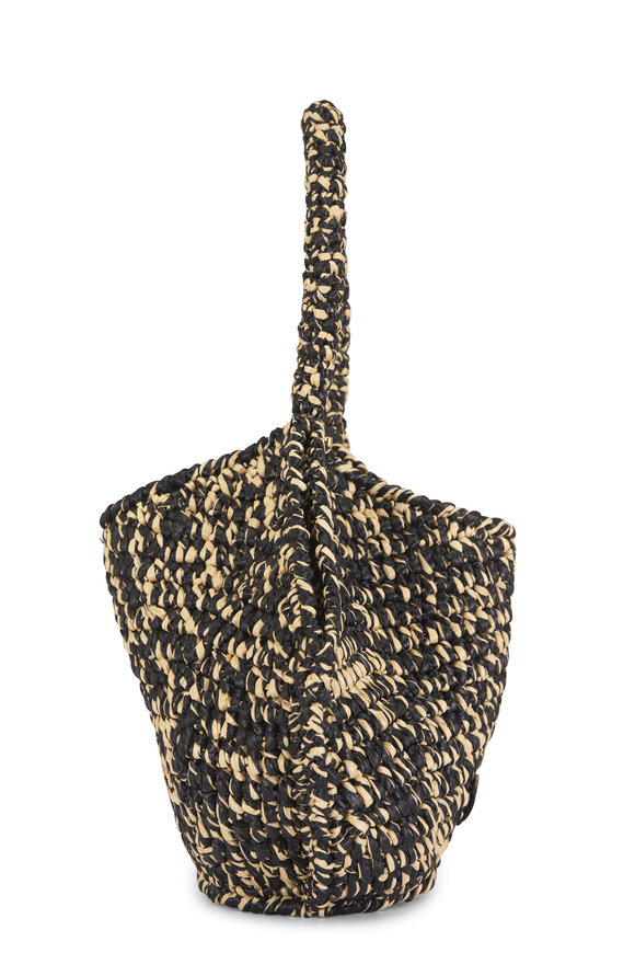 Khaite Mini Lotus Black & White Raffia Tote - view 3