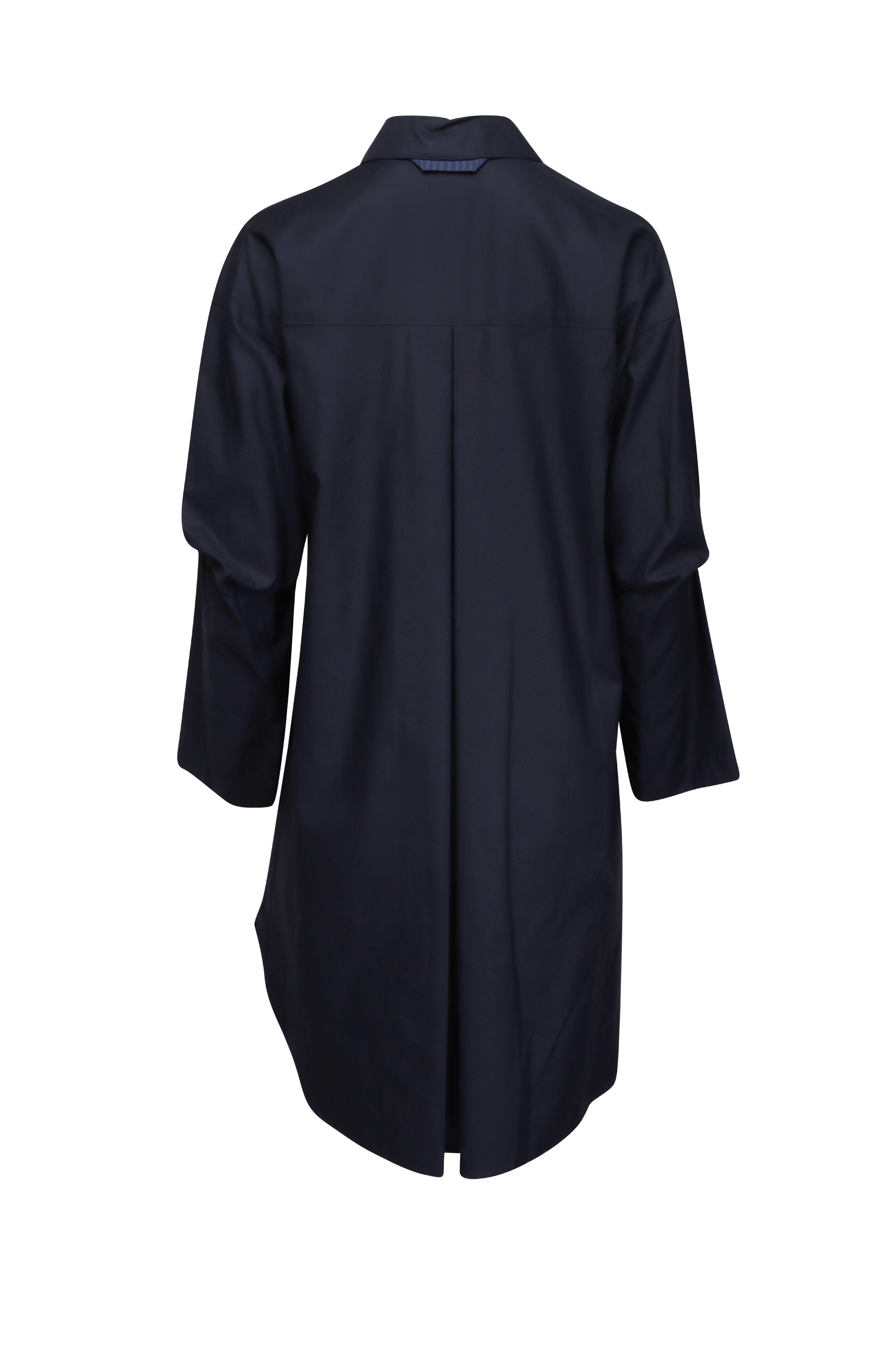 Zero + Maria Cornejo - Biker Navy Blue Cotton Broadcloth Shirtdress