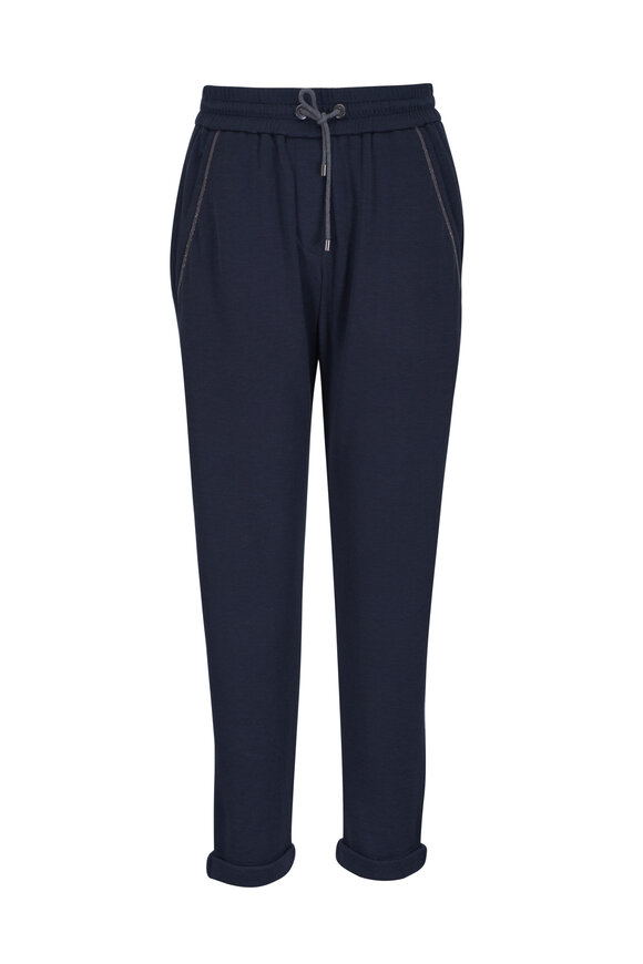パンツ BRUNELLO CUCINELLI Women Straight Pants MB125P5759C001 BLUE Brunello Cucinelli - Navy Gabardine Italian Fit Pant