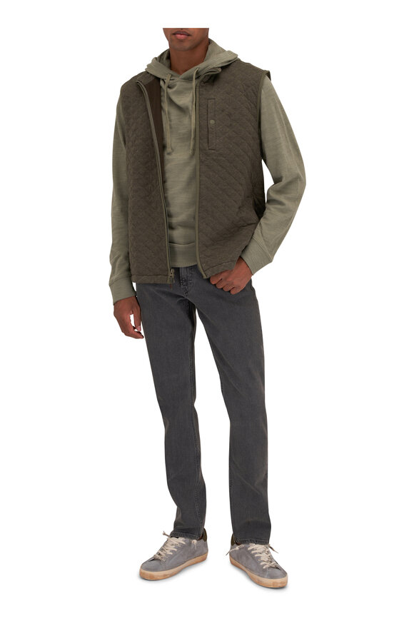 Faherty Brand - Epic Olive Green Quilted Fleece Vest