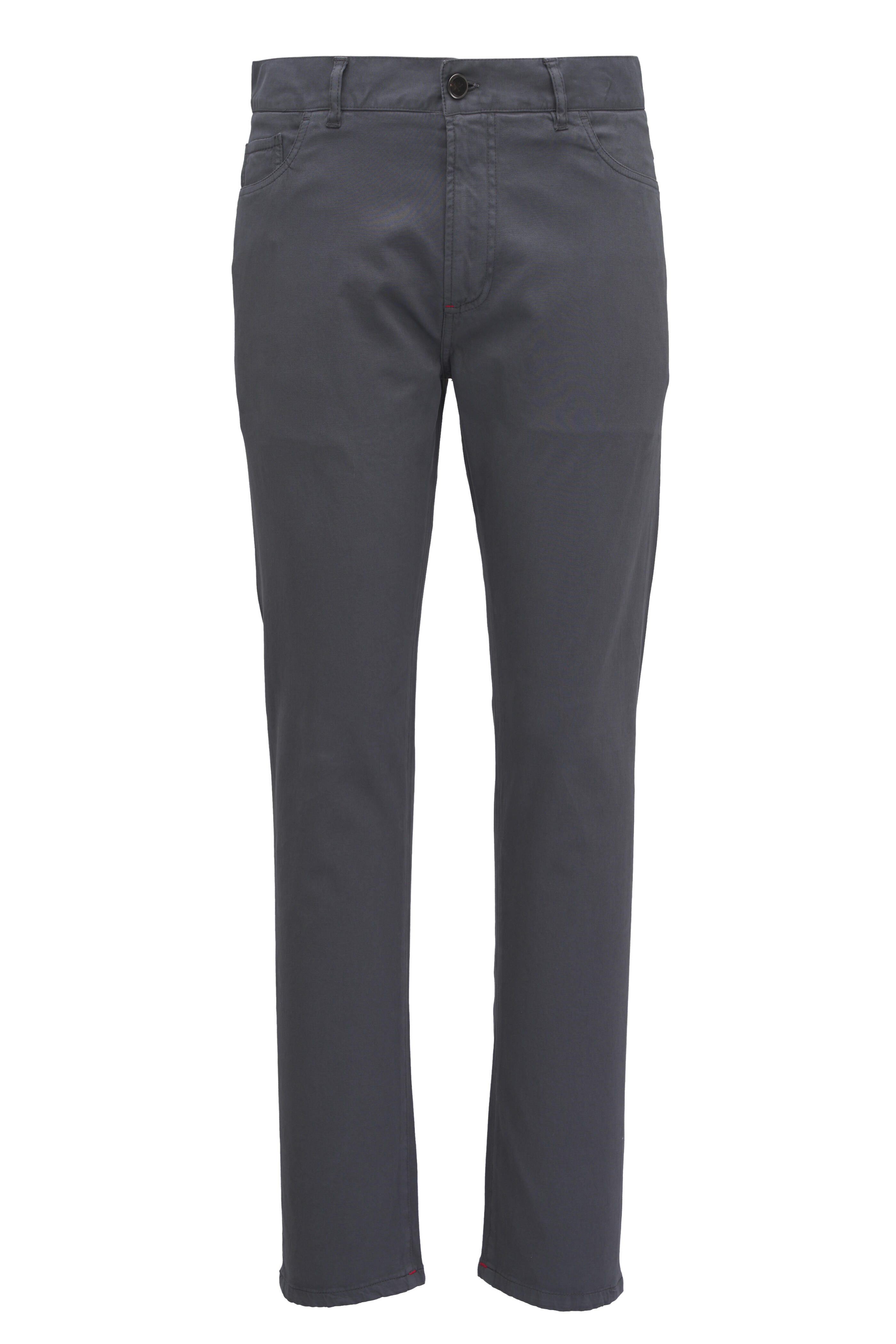Isaia - Gray Flat Front Five Pocket Pant