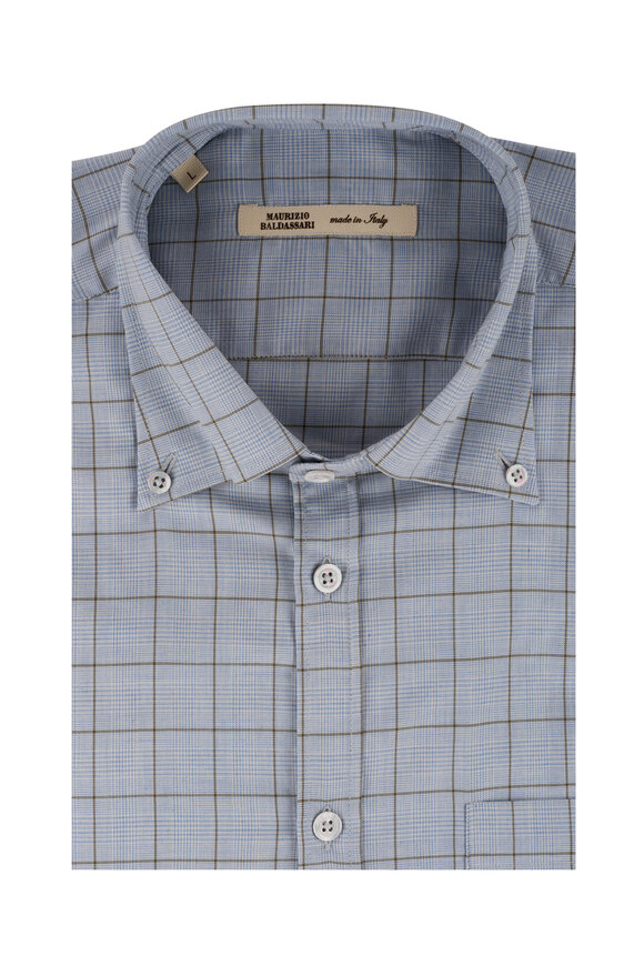 Maurizio Baldassari - Brera Blue & Green Glen Plaid Cotton Sport Shirt