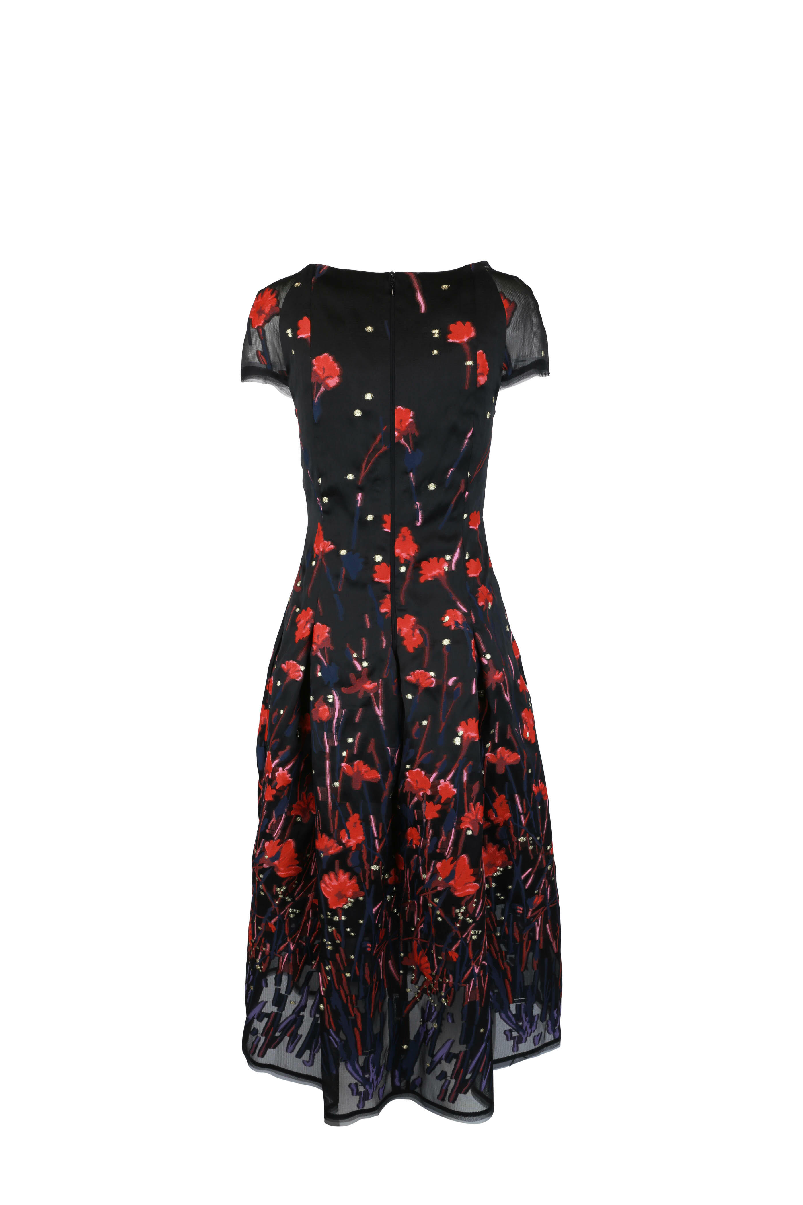 fitted lace wedding dress Black And Red Floral Print Pleated Midi Dress  AX Paris