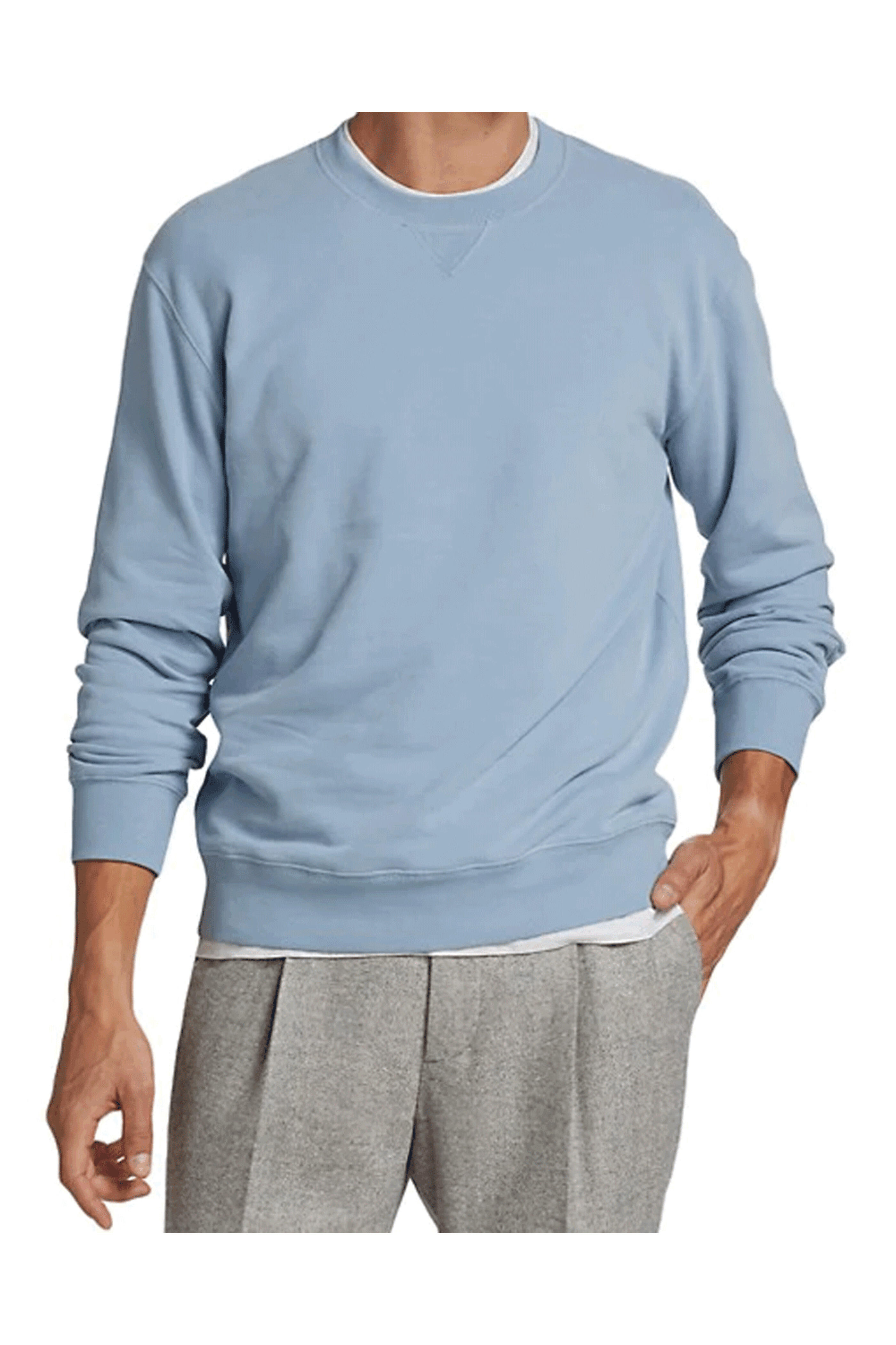 Brunello Cucinelli - Blue Cornflower Cotton Crewneck Sweatshirt