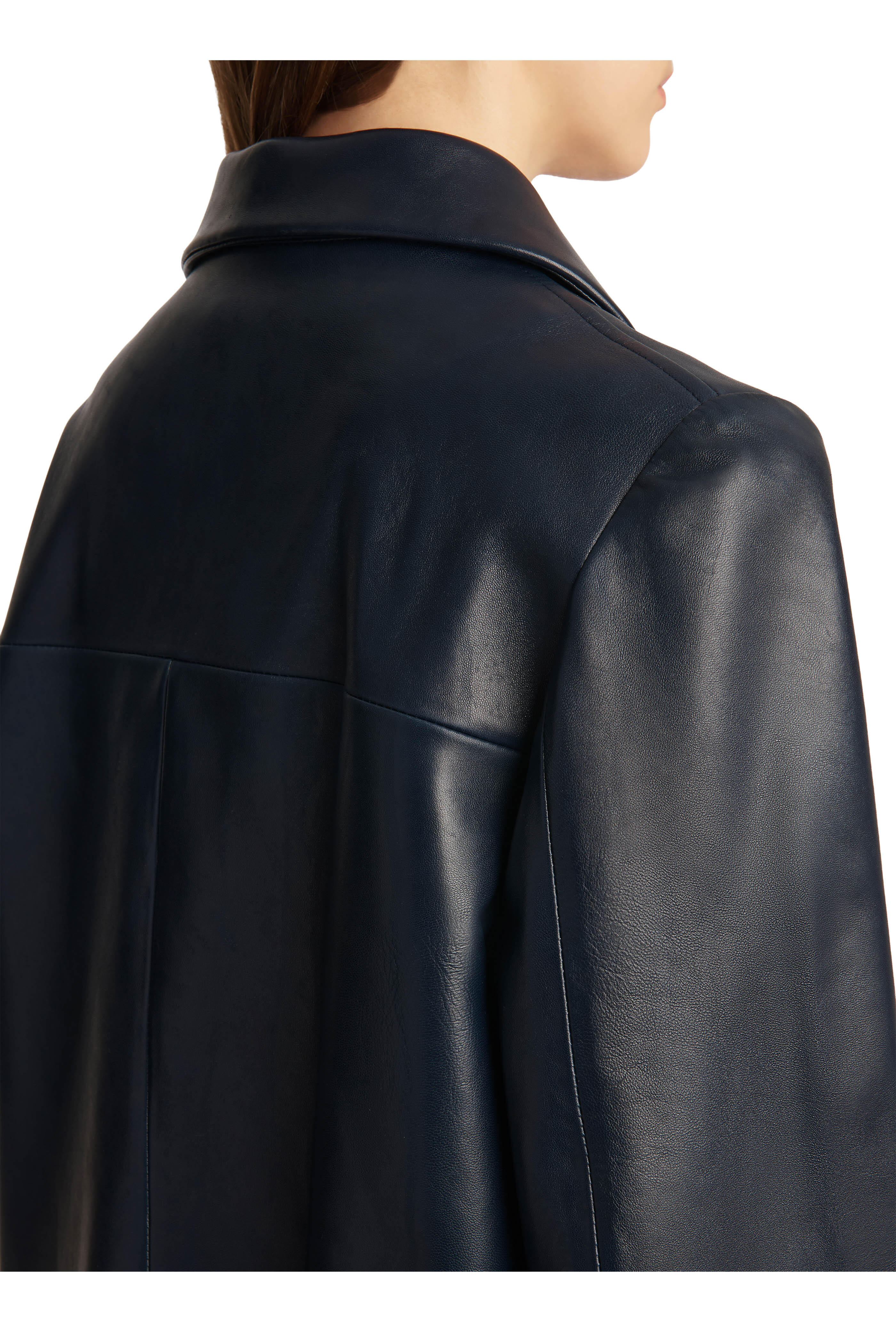 Khaite - Jackson Navy Blue Leather Jacket