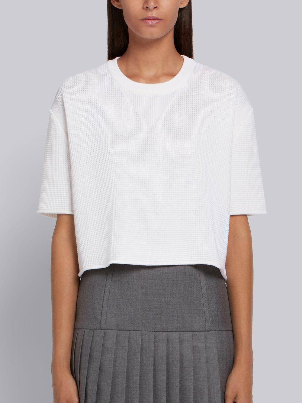 Thom Browne - White Wool Boxy Crop Sweater