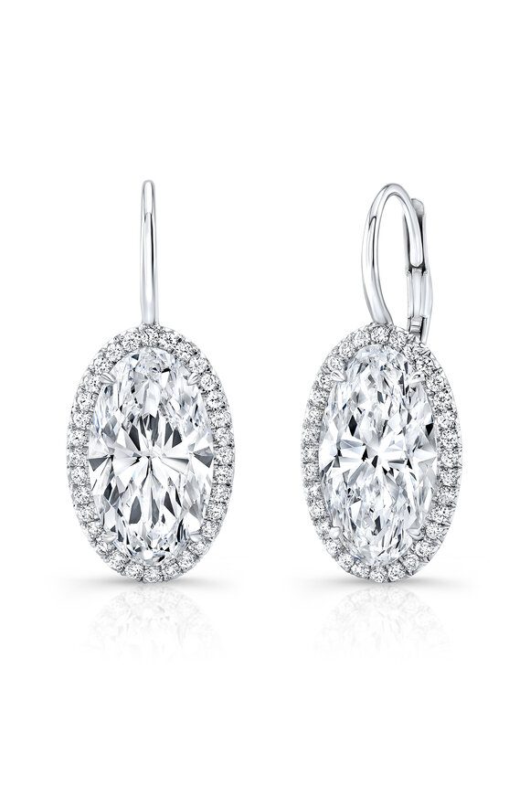 Rahaminov - Platinum 4CT Movál White Diamond Earrings