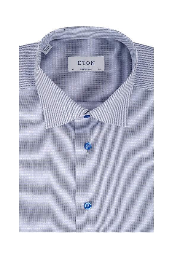 Eton Blue Patterned Twill Dress Shirt