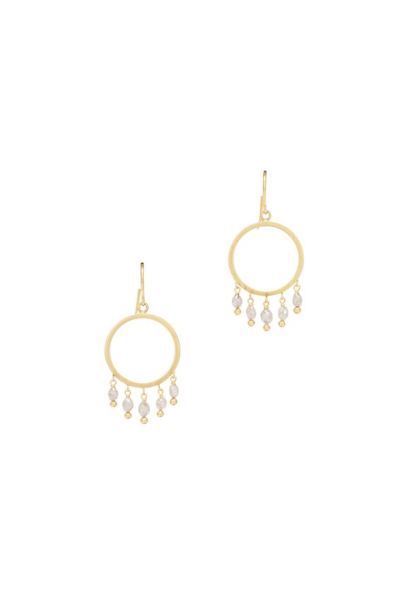 Caroline Ellen 18k Yellow Gold Circle Gray Diamond Earring - view 1
