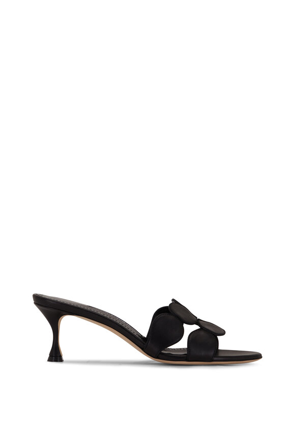 Manolo Blahnik - Haribalmu Black Leather Circle Slide Mule, 50mm