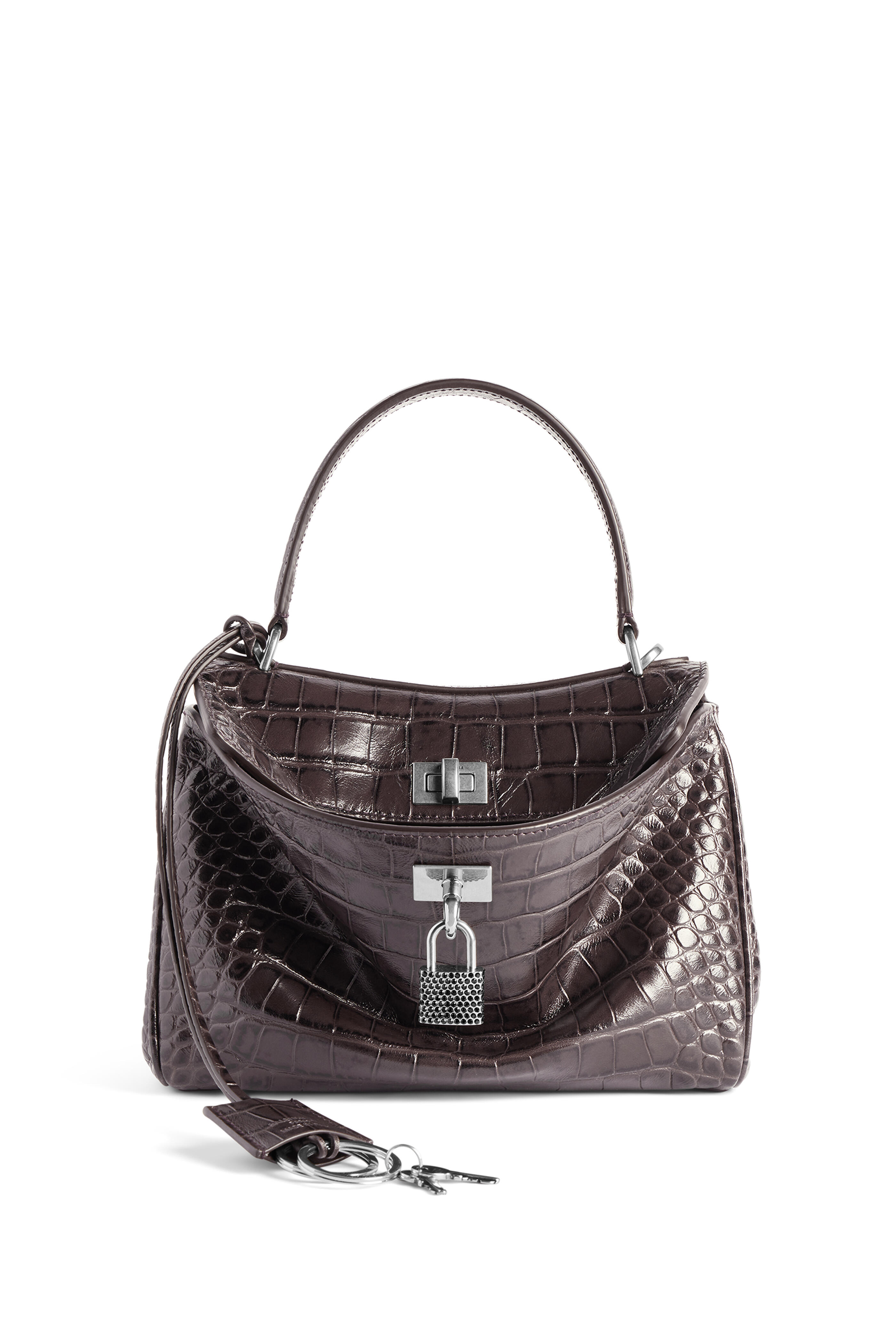 Balenciaga - Rodeo Ebony Embossed Leather Top Handle Bag