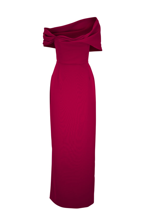 Carolina Herrera Current Draped Off-The-Shoulder Column Gown