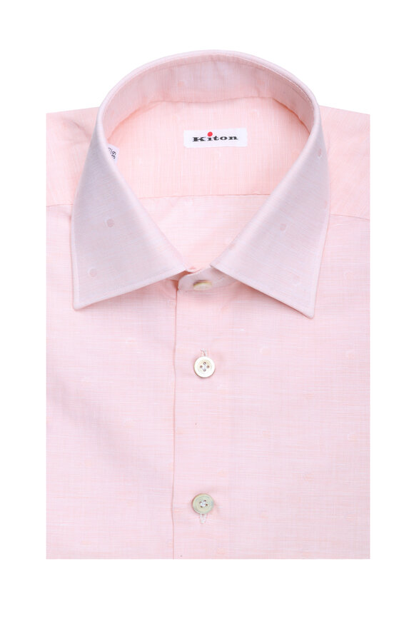 Kiton Peach Polka Dot Sport Shirt