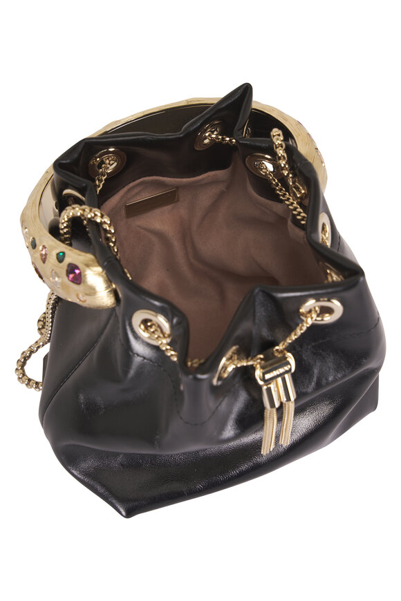 Jimmy Choo Bon Bon Biker Black & Gold Leather Top Handle Bag - view 5