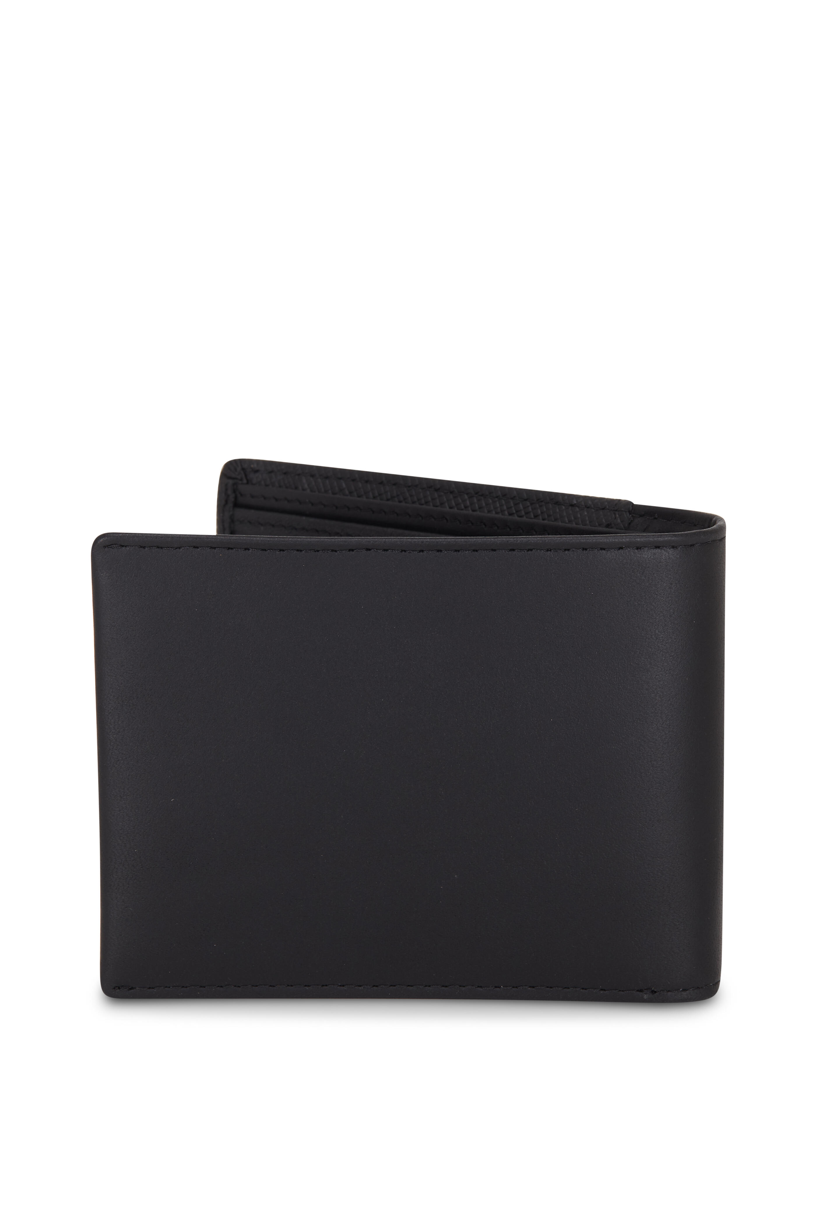 Bosca - Saffiano Black Grained Leather Bi-Fold Wallet