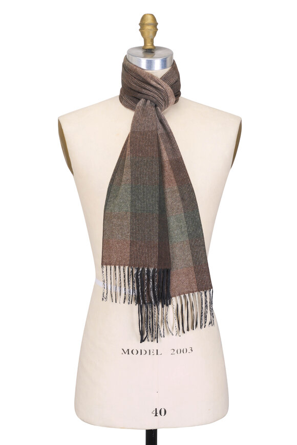Chelsey Imports Taupe Check Cashmere Scarf - view 1