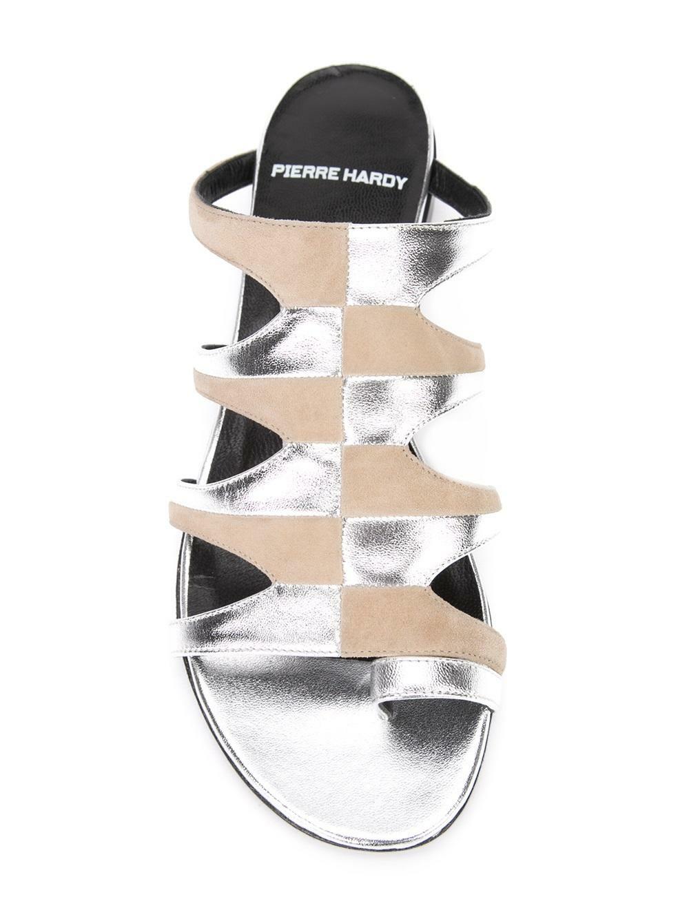 Pierre Hardy - Nude Suede & Silver Lamb Leather Flat Sandal