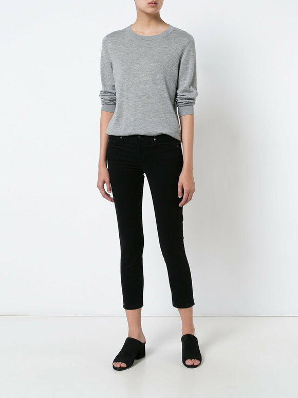 AG - Stilt Black Sateen Cropped Cigarette Jean