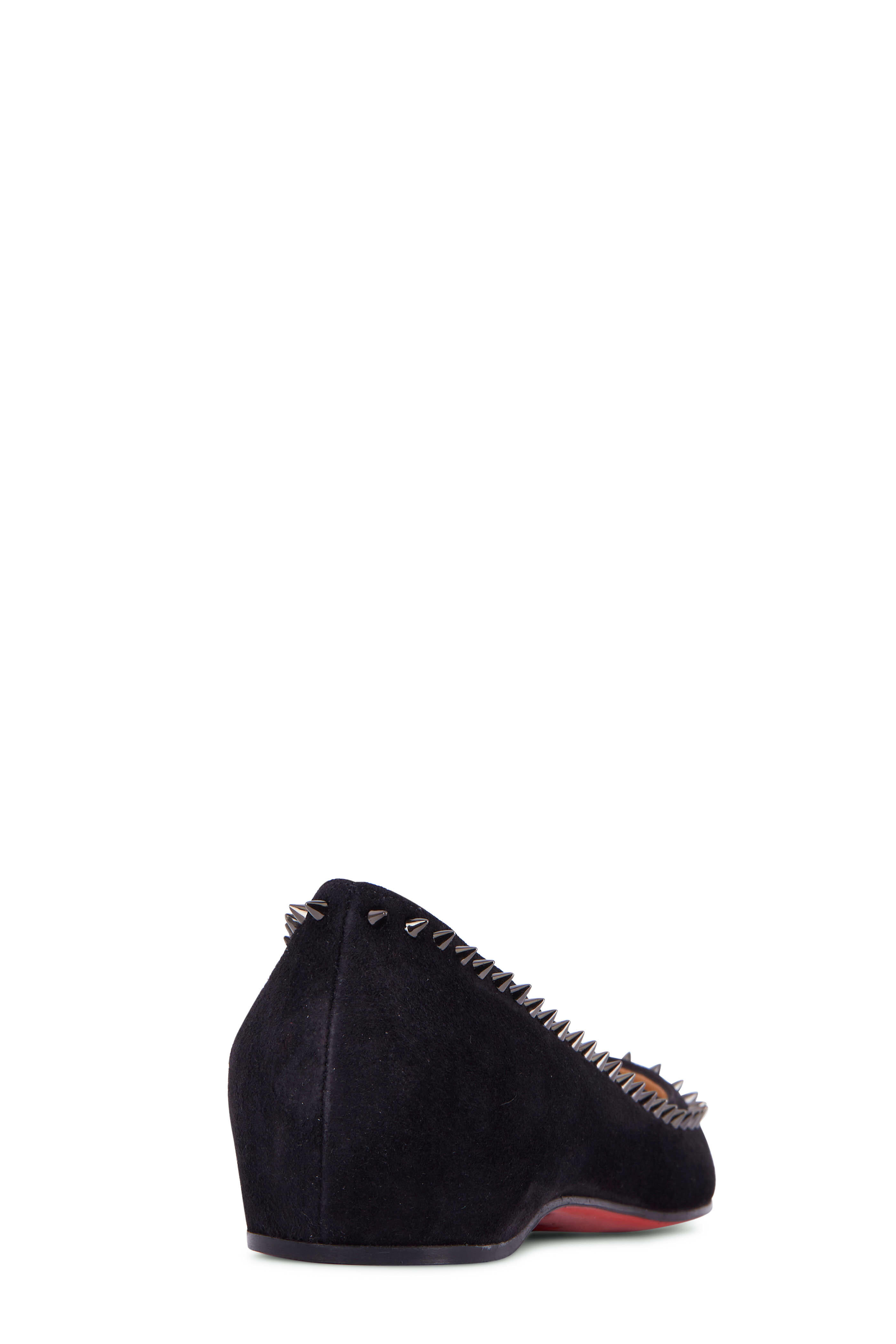 Christian Louboutin - Anjalina Black Suede Spiked Flat