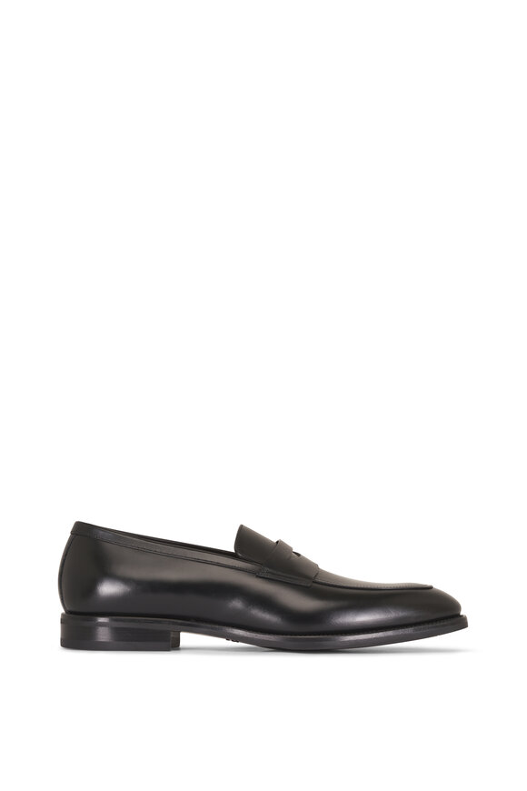 Santoni Gregor Black Leather Loafer - view 2